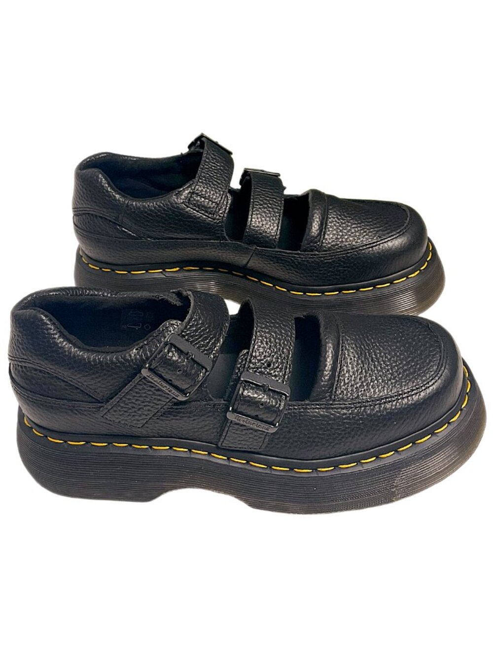 Dr. Martens Buzz Mary Jane Platform Shoes Black Milled Nappa NWT - Picture 3 of 12